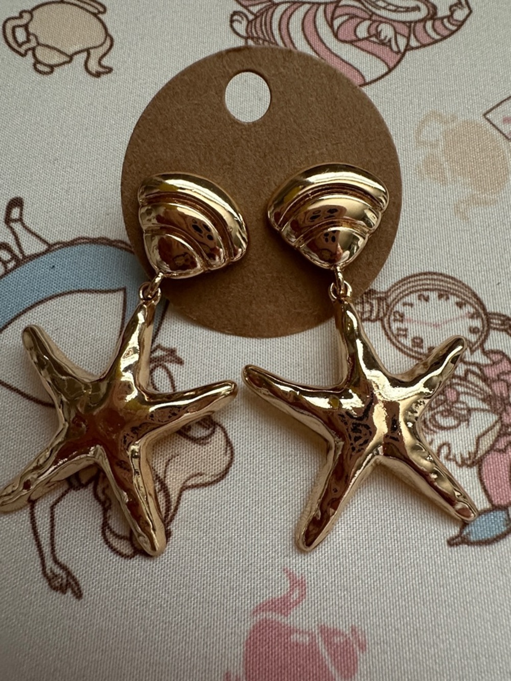 Gold Starfish Drop Earrings